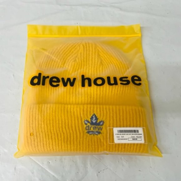 Drew House x Toronto Maple Leafs Secret Leaf Soft Rib Cuffed Beanie in Yellow - Picture 4 of 5
